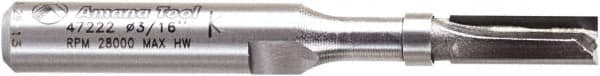 Amana Tool - 3/16" Cut Diam, 1/2" Length of Cut, 2 Flute Pattern-Cutting Edge Profile Router Bit - Carbide-Tipped, 1/4" Shank Diam, 2" OAL, Uncoated - A1 Tooling