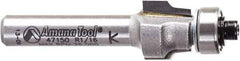 Amana Tool - 1/2" Cut Diam, 3/8" Length of Cut, 2 Flute Laminate Trim Edge Profile Router Bit - Carbide-Tipped, 1/4" Shank Diam, 1-7/8" OAL, Uncoated - A1 Tooling