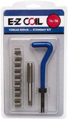 E-Z LOK - 10 Inserts, 3/8-16 UNC, Stainless Steel, Thread Repair Kit - 0.563" Insert Length - Exact Industrial Supply