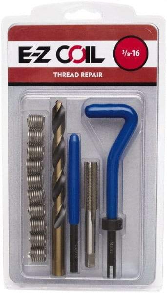 E-Z LOK - 10 Inserts, #10-32 UNF, Stainless Steel, Thread Repair Kit - 0.285" Insert Length - Exact Industrial Supply