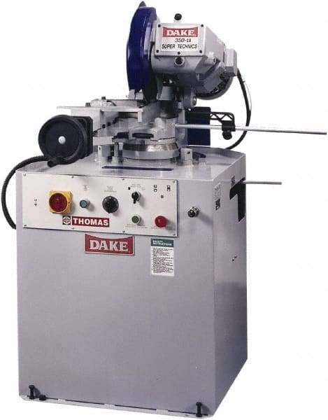 Dake - Variable Cutting Speed, 350mm Blade Diam, Cold Saw - 20 to 105 RPM Blade Speed, Floor Machine, 3 Phase, Compatible with Ferrous/Non-Ferrous Material - A1 Tooling