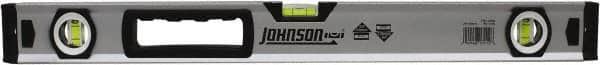 Johnson Level & Tool - 24" Long 3 Vial Box Beam Level - Aluminum, Yellow, 2 Plumb & 1 Level Vials - A1 Tooling