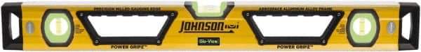 Johnson Level & Tool - 96" Long 3 Vial Box Beam Level - Aluminum, Yellow, 2 Plumb & 1 Level Vials - A1 Tooling