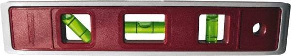 Johnson Level & Tool - Magnetic 9" Long 3 Vial Torpedo Level - ABS Plastic, Red, 1 Plumb, 1 Level & 1 45° Vials - A1 Tooling