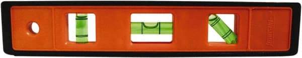 Johnson Level & Tool - 9" Long 3 Vial Torpedo Level - ABS Plastic, Orange, 1 Plumb, 1 Level & 1 45° Vials - A1 Tooling