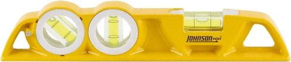 Johnson Level & Tool - Magnetic 10" Long 3 Vial Torpedo Level - Aluminum, Yellow, 1 Plumb, 1 Level & 1 45° Vials - A1 Tooling