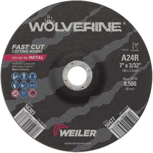 Vortec Pro 7″ × 3/32″ Type 27 Cutting Wheel, A24R, 7/8″ Arbor Hole - A1 Tooling