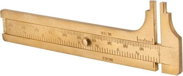 Value Collection - 0 to 4-1/2" Brass Vernier Caliper - 4-1/2" Jaw Depth - A1 Tooling