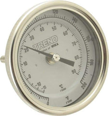 Wika - 2-1/2 Inch Long Stem, 3 Inch Dial Diameter, Stainless Steel, Back Connected Bi-Metal Thermometer - -15 to 90°C, 1% Accuracy - A1 Tooling