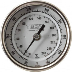 Wika - 2-1/2 Inch Long Stem, 3 Inch Dial Diameter, Stainless Steel, Back Connected Bi-Metal Thermometer - 10 to 260°C, 1% Accuracy - A1 Tooling