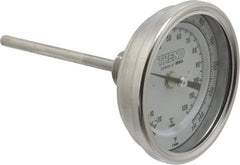 Wika - 4 Inch Long Stem, 3 Inch Dial Diameter, Stainless Steel, Back Connected Bi-Metal Thermometer - -20 to 120°C, 1% Accuracy - A1 Tooling