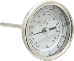 Wika - 4 Inch Long Stem, 3 Inch Dial Diameter, Stainless Steel, Back Connected Bi-Metal Thermometer - -5 to 115°C, 1% Accuracy - A1 Tooling