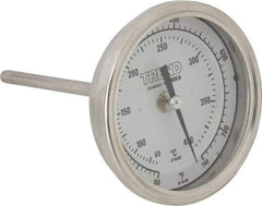 Wika - 4 Inch Long Stem, 3 Inch Dial Diameter, Stainless Steel, Back Connected Bi-Metal Thermometer - 65 to 400°C, 1% Accuracy - A1 Tooling