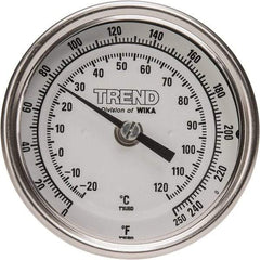 Wika - 6 Inch Long Stem, 3 Inch Dial Diameter, Stainless Steel, Back Connected Bi-Metal Thermometer - -20 to 120°C, 1% Accuracy - A1 Tooling