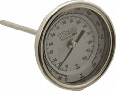 Wika - 6 Inch Long Stem, 3 Inch Dial Diameter, Stainless Steel, Back Connected Bi-Metal Thermometer - 10 to 150°C, 1% Accuracy - A1 Tooling