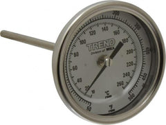 Wika - 6 Inch Long Stem, 3 Inch Dial Diameter, Stainless Steel, Back Connected Bi-Metal Thermometer - 10 to 260°C, 1% Accuracy - A1 Tooling