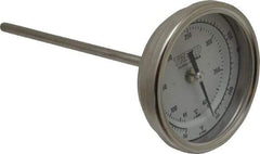 Wika - 6 Inch Long Stem, 3 Inch Dial Diameter, Stainless Steel, Back Connected Bi-Metal Thermometer - 65 to 400°C, 1% Accuracy - A1 Tooling