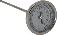 Wika - 9 Inch Long Stem, 3 Inch Dial Diameter, Stainless Steel, Back Connected Bi-Metal Thermometer - -5 to 50°C, 1% Accuracy - A1 Tooling