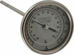 Wika - 9 Inch Long Stem, 3 Inch Dial Diameter, Stainless Steel, Back Connected Bi-Metal Thermometer - -20 to 120°C, 1% Accuracy - A1 Tooling