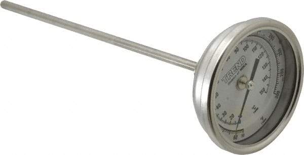 Wika - 9 Inch Long Stem, 3 Inch Dial Diameter, Stainless Steel, Back Connected Bi-Metal Thermometer - 10 to 150°C, 1% Accuracy - A1 Tooling