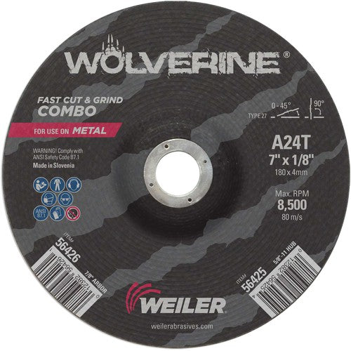 Vortec Pro 7″ × 1/8″ Type 27 Cutting Wheel, A24T, 7/8″ Arbor Hole - A1 Tooling