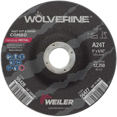 Vortec Pro 5″ × 1/8″ Type 27 Cutting Wheel, A24T, 7/8″ Arbor Hole - A1 Tooling