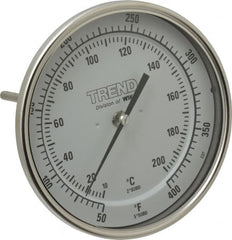 Wika - 6 Inch Long Stem, 5 Inch Dial Diameter, Stainless Steel, Back Connected Bi-Metal Thermometer - 10 to 200°C, 1% Accuracy - A1 Tooling