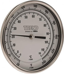 Wika - 9 Inch Long Stem, 5 Inch Dial Diameter, Stainless Steel, Back Connected Bi-Metal Thermometer - -5 to 115°C, 1% Accuracy - A1 Tooling