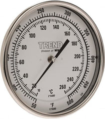 Wika - 9 Inch Long Stem, 5 Inch Dial Diameter, Stainless Steel, Back Connected Bi-Metal Thermometer - 10 to 260°C, 1% Accuracy - A1 Tooling