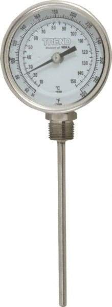 Wika - 6 Inch Long Stem, 3 Inch Dial Diameter, Stainless Steel, Bottom Connected Bi-Metal Thermometer - 10 to 150°C, 1% Accuracy - A1 Tooling