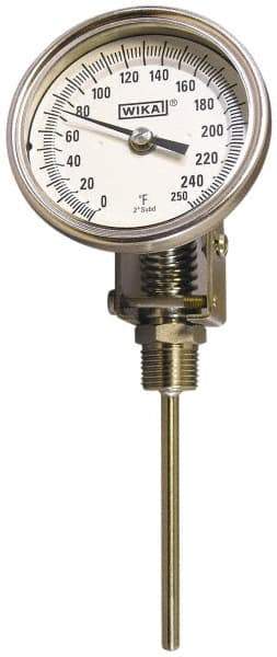 Wika - 4 Inch Long Stem, Stainless Steel, Adjustable Angle Bi-Metal Thermometer - -40 to 50°C, 1% Accuracy - A1 Tooling