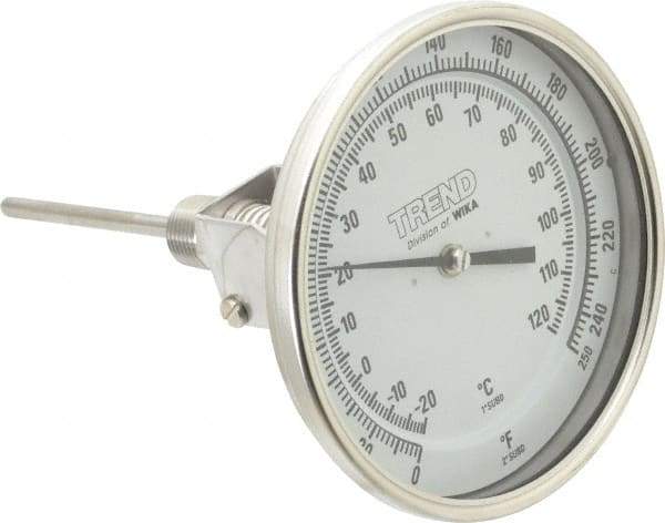 Wika - 4 Inch Long Stem, 5 Inch Dial Diameter, Stainless Steel, Adjustable Angle Bi-Metal Thermometer - -20 to 120°C, 1% Accuracy - A1 Tooling