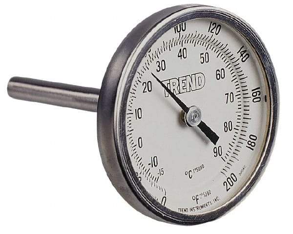 Wika - 6 Inch Long Stem, 2 Inch Dial Diameter, Stainless Steel, Back Connected Bi-Metal Thermometer - -40 to 50°C, 1% Accuracy - A1 Tooling