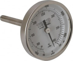 Wika - 2-1/2 Inch Long Stem, 2 Inch Dial Diameter, Stainless Steel, Back Connected Bi-Metal Thermometer - 65 to 400°C, 1% Accuracy - A1 Tooling