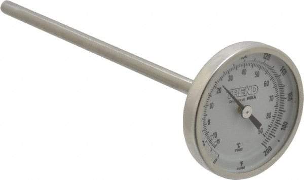 Wika - 6 Inch Long Stem, 2 Inch Dial Diameter, Stainless Steel, Back Connected Bi-Metal Thermometer - -15 to 90°C, 1% Accuracy - A1 Tooling