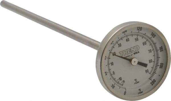 Wika - 9 Inch Long Stem, 2 Inch Dial Diameter, Stainless Steel, Back Connected Bi-Metal Thermometer - -15 to 90°C, 1% Accuracy - A1 Tooling