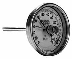 Wika - 9 Inch Long Stem, 3 Inch Dial Diameter, Stainless Steel, Back Connected Bi-Metal Thermometer - -20 to 120°C, 1% Accuracy - A1 Tooling