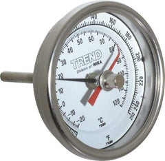 Wika - 2-1/2 Inch Long Stem, 3 Inch Dial Diameter, Stainless Steel, Back Connected Bi-Metal Thermometer - -20 to 120°C, 1% Accuracy - A1 Tooling