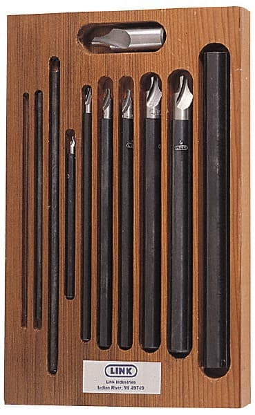 Link Industries - 11 Piece, #0 to 7, Plain Edge, High Speed Steel Combo Drill & Countersink Set - A1 Tooling