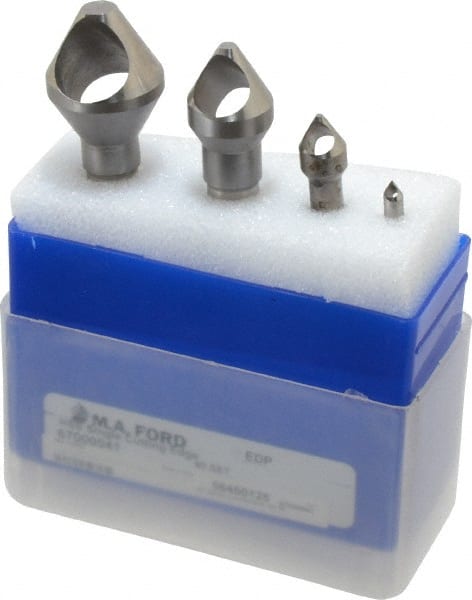 M.A. Ford - 4 Piece, 3/16 to 1-1/8" Head Diam, 60° Included Angle, Single End Countersink Set - A1 Tooling