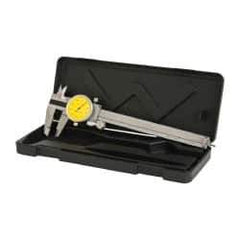 Value Collection - 0" to 6" Range, 0.001" Graduation, 0.1" per Revolution, Dial Caliper - Yellow Face, 1.57" Jaw Length - A1 Tooling