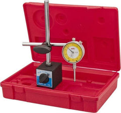 Value Collection - 0.001" Graduation, 0-100 Dial Reading, Dial Indicator & Base Kit - 55mm Base Length x 50mm Base Width x 63mm Base Height, 2-9/32" Dial Diam - A1 Tooling