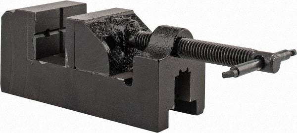 Interstate - 1-1/2" Jaw Opening Capacity x 7/8" Throat Depth, Horizontal Drill Press Vise - 1-1/2" Wide x 1" High Jaw, Stationary Base, Standard Speed, 5" OAL x 1-3/4" Overall Height, Cast Iron - A1 Tooling