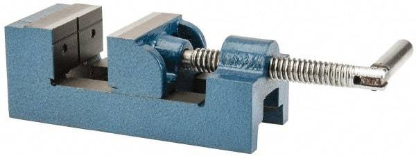 Value Collection - 2-1/2" Jaw Opening Capacity x 1-1/2" Throat Depth, Horizontal Drill Press Vise - 2-1/2" Wide Jaw, Stationary Base, Standard Speed, 7-1/4" OAL x 2-5/8" Overall Height, Cast Iron - A1 Tooling