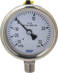 Wika - 2-1/2" Dial, 1/4 Thread, 30-0-30 Scale Range, Pressure Gauge - Lower Connection Mount, Accurate to 1.5% of Scale - A1 Tooling