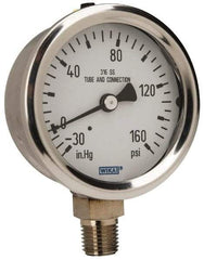 Wika - 2-1/2" Dial, 1/4 Thread, 30-0-160 Scale Range, Pressure Gauge - Lower Connection Mount, Accurate to 1.5% of Scale - A1 Tooling