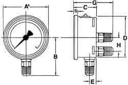 Wika - 4" Dial, 1/4 Thread, 0-400 Scale Range, Pressure Gauge - Lower Back Connection Mount, Accurate to 1% of Scale - A1 Tooling