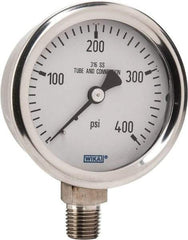 Wika - 2-1/2" Dial, 1/4 Thread, 0-400 Scale Range, Pressure Gauge - Lower Connection Mount, Accurate to 1.5% of Scale - A1 Tooling