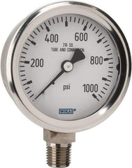 Wika - 2-1/2" Dial, 1/4 Thread, 0-1,000 Scale Range, Pressure Gauge - Lower Connection Mount, Accurate to 1.5% of Scale - A1 Tooling