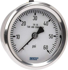 Wika - 2-1/2" Dial, 1/4 Thread, 0-60 Scale Range, Pressure Gauge - Center Back Connection Mount, Accurate to 1.5% of Scale - A1 Tooling